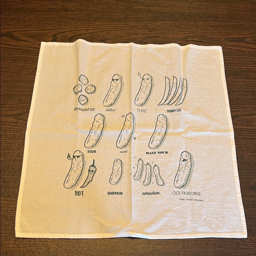 Pickle-Themed White Tea Towel